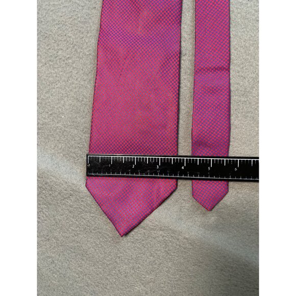 Eduardo Luigi Mens Silk Tie Red Blue Checkered Pattern Made in Italy Necktie - Picture 2 of 5